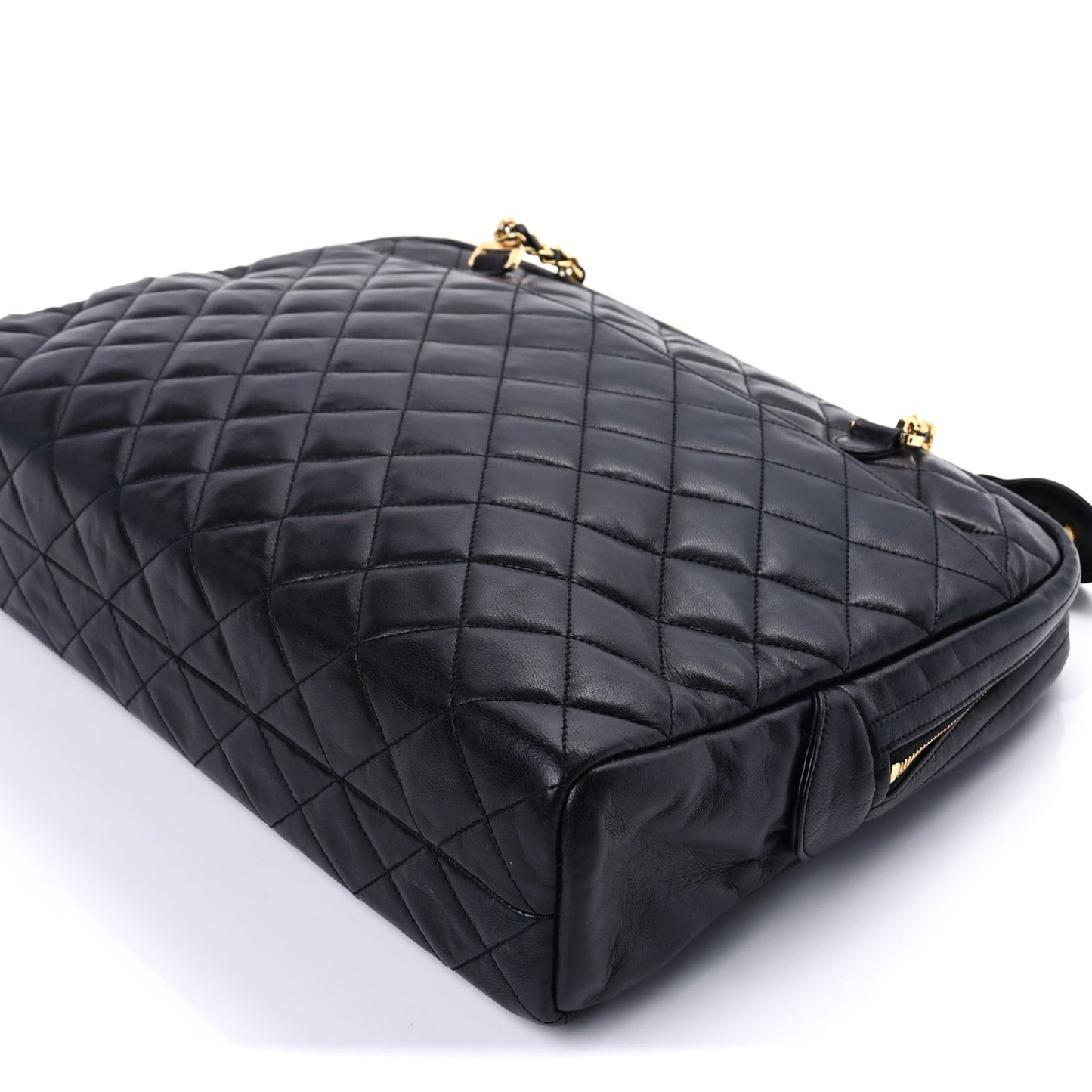 Lambskin Quilted Large Camera Case  Black