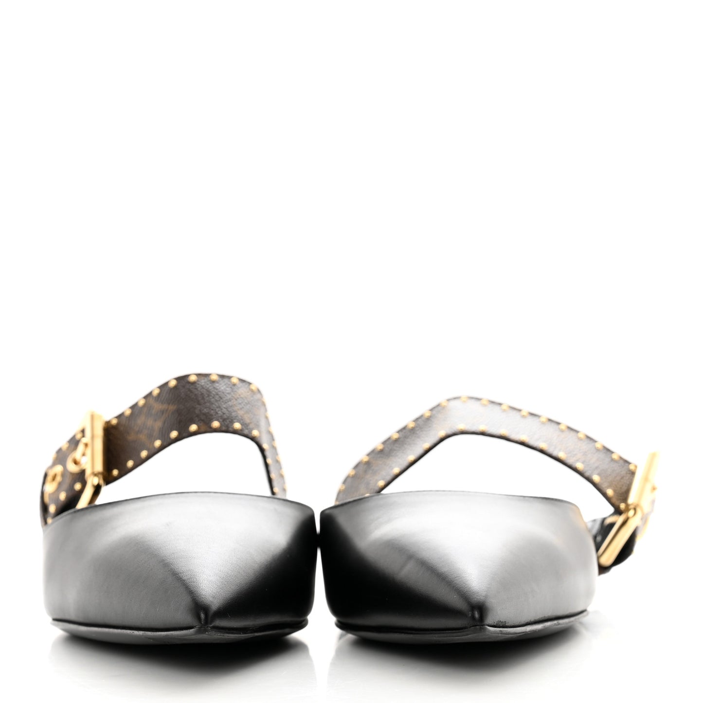 Monogram Studded Sofia Flat Mules 39 Black