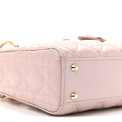 Christian Dior Metallic Lambskin Cannage Mini Lady Dior Lotus 9 of 11