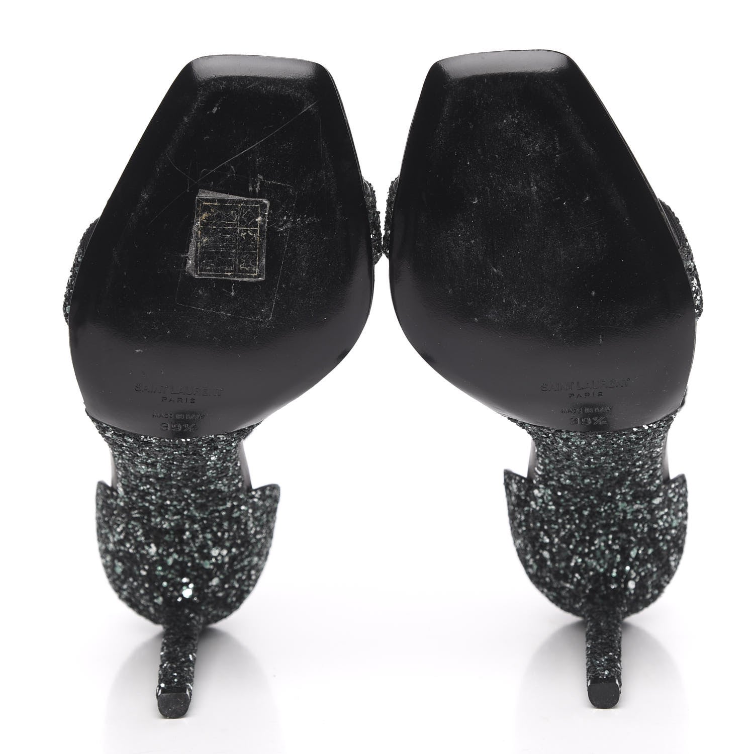 Saint Laurent Glitter Amber 105 Ankle Strap Sandals 39.5 Black 5 of 8