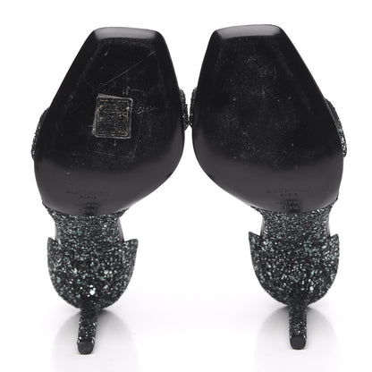 Saint Laurent Glitter Amber 105 Ankle Strap Sandals 39.5 Black 5 of 8