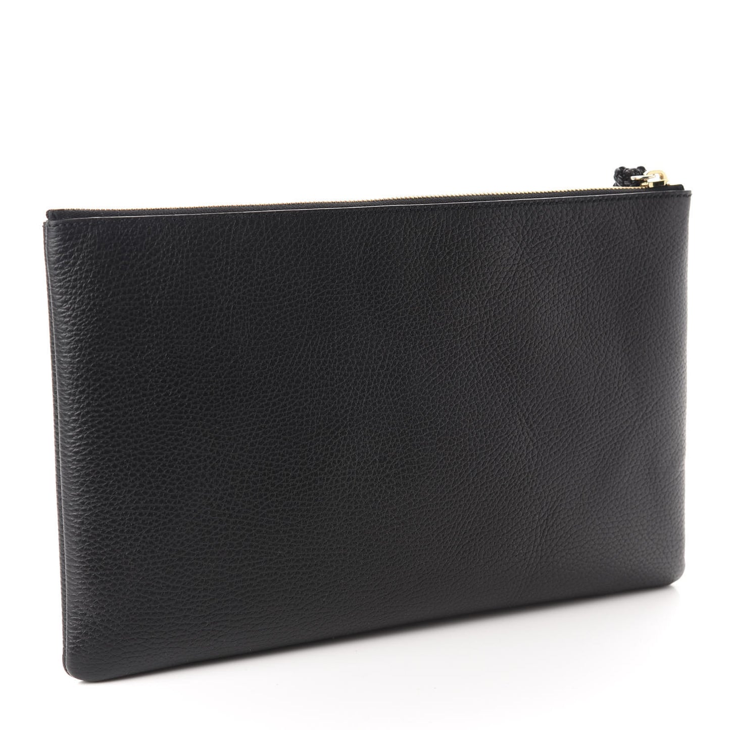 Pebbled Calfskin Large Bamboo Clutch Black
