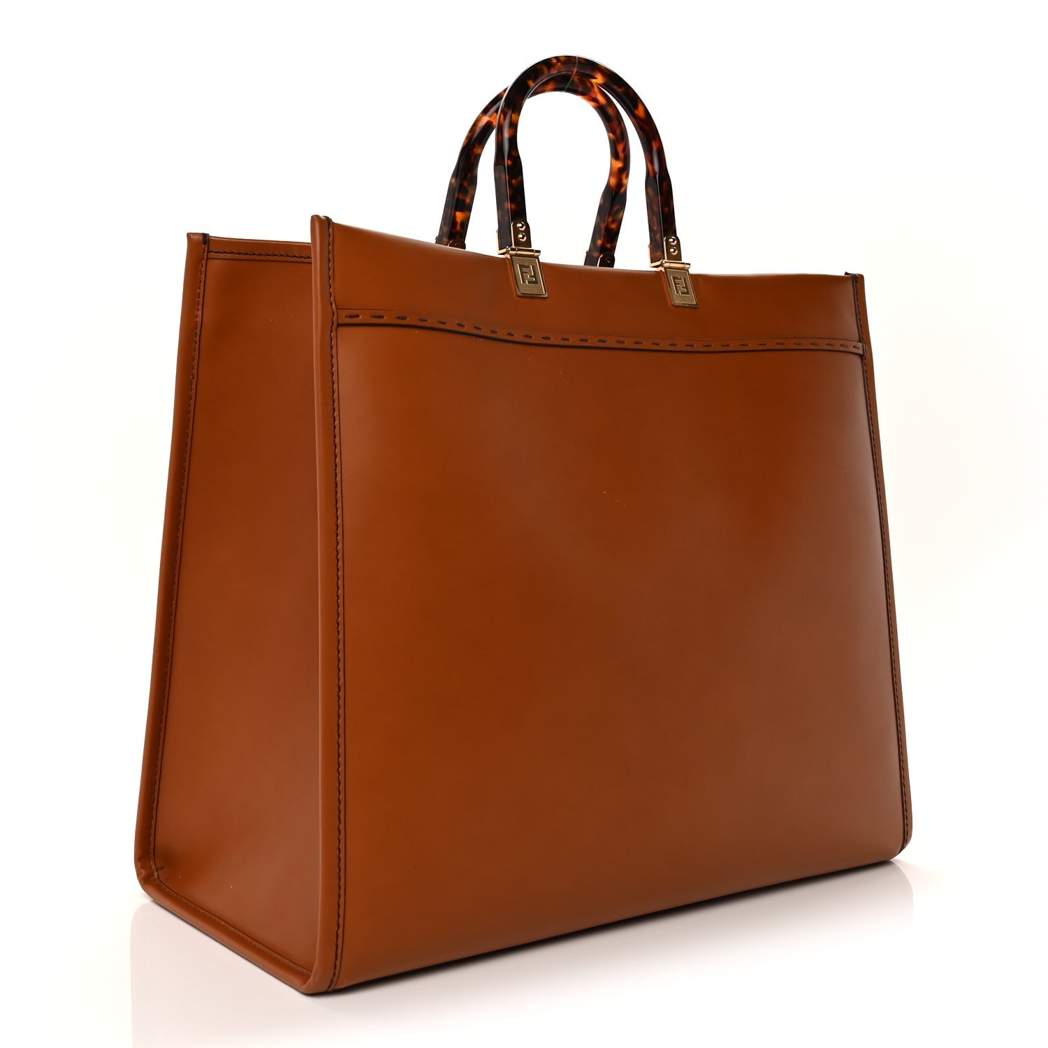 Fendi Vitello King Plexiglass Large  Sunshine Shopper Tote  Cuoio 2 of 8
