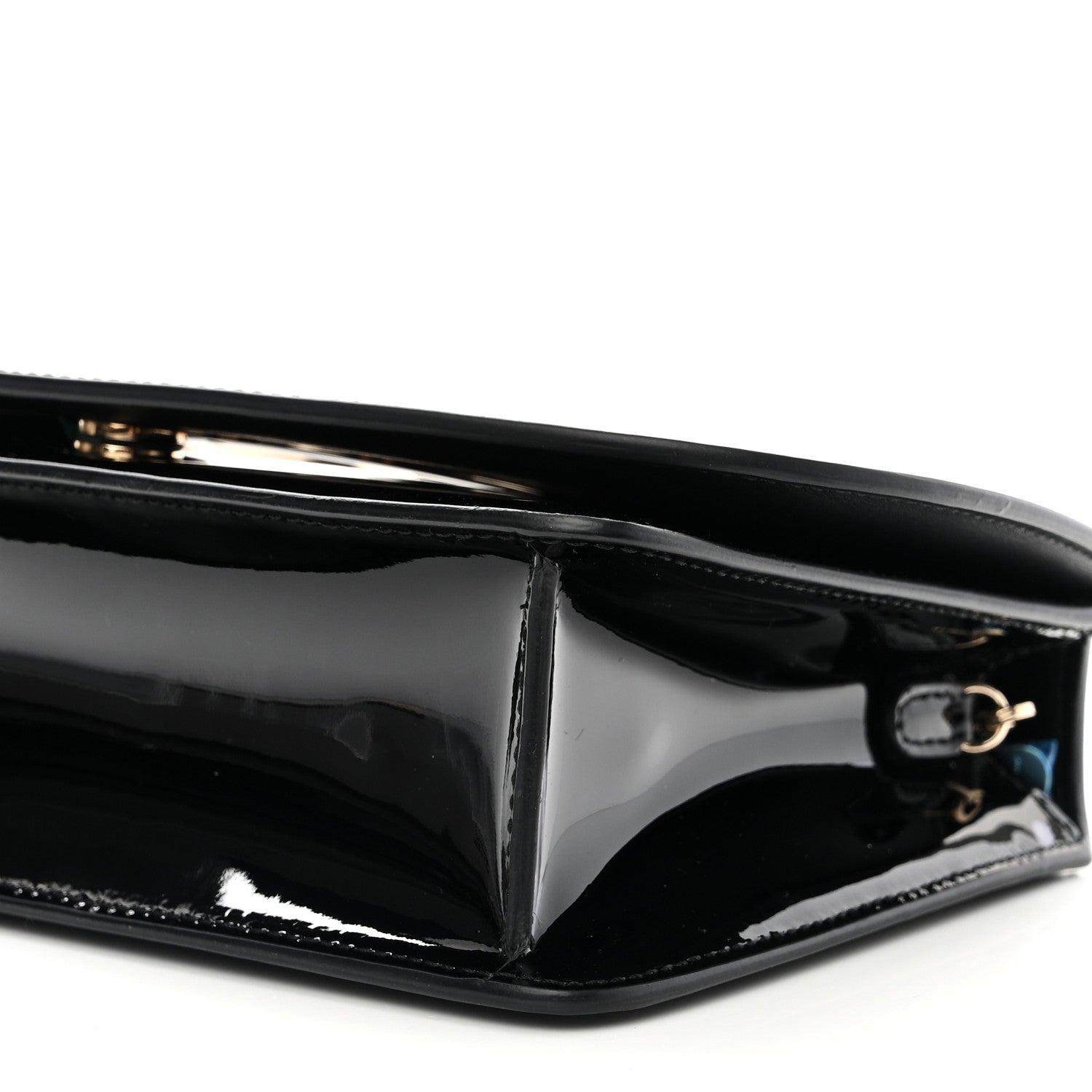 Salvatore Ferragamo Patent Calfskin Mini Vela Flap Bag Black 9 of 9