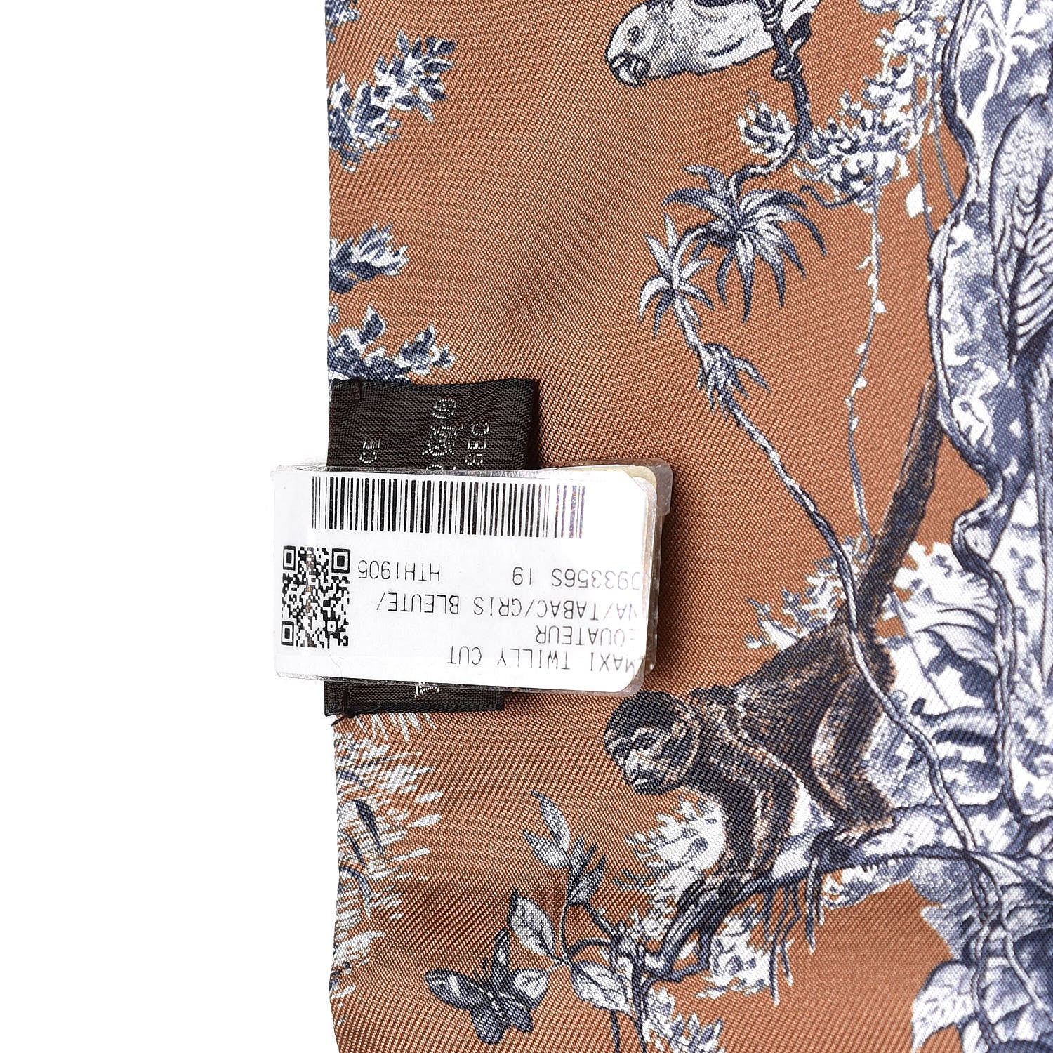 Hermes Silk Equateur Maxi Twilly Tabac Gris Bleuete 3 of 4