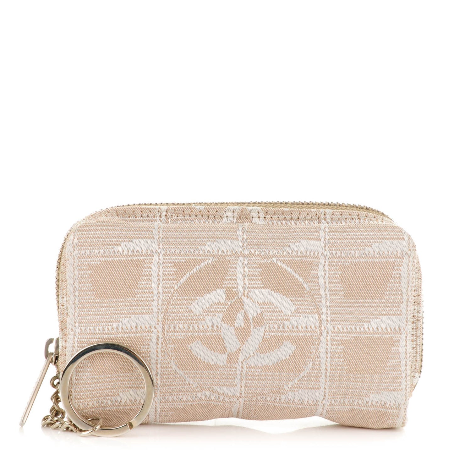 Nylon Travel Coin Purse Case Beige