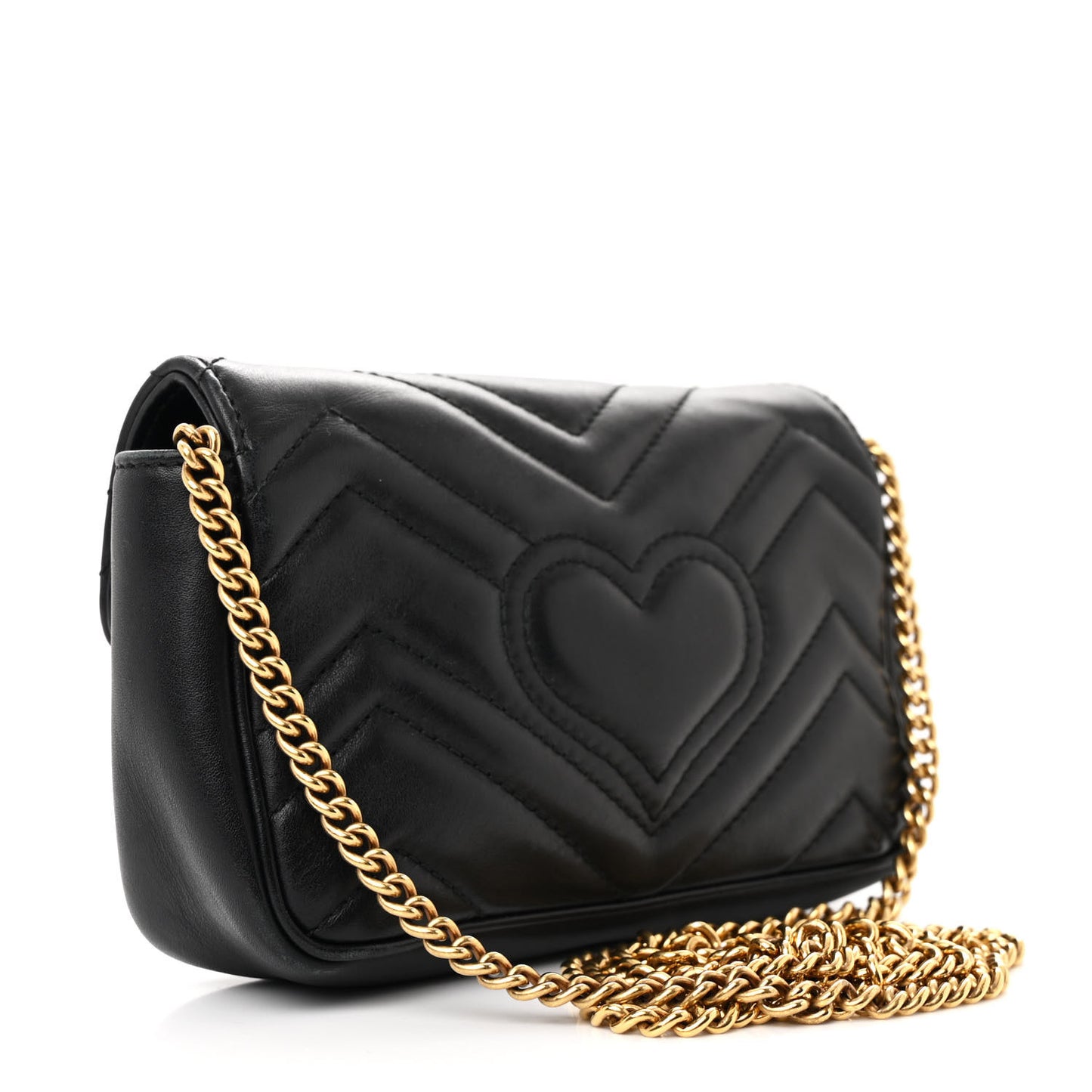 Calfskin Matelasse Super Mini GG Marmont Shoulder Bag Black