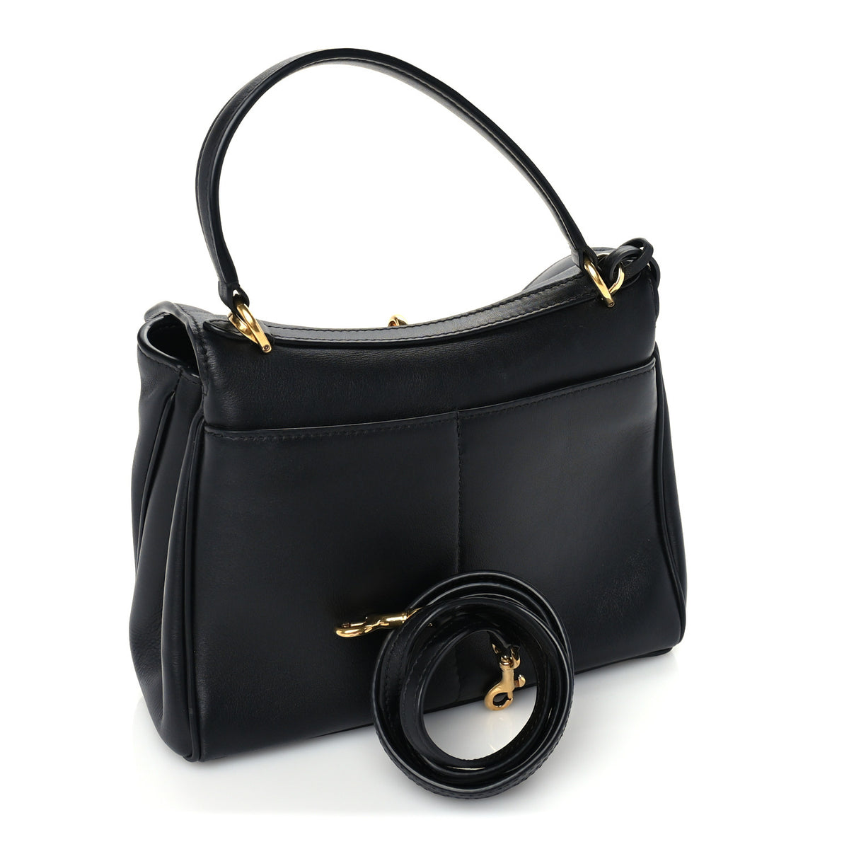 Natural Smooth Calfskin Mini Rodeo Top Handle Handbag Black