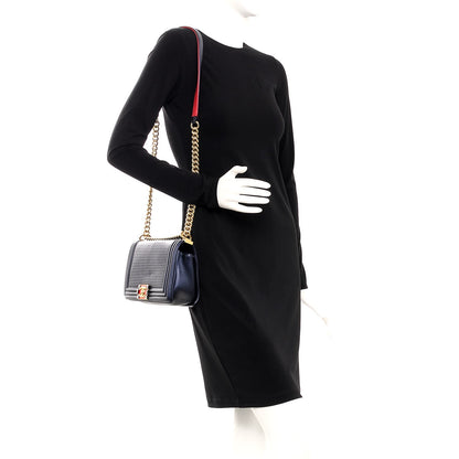 Chanel Lambskin Embossed Medium Boy Cube Flap Navy 2 of 8