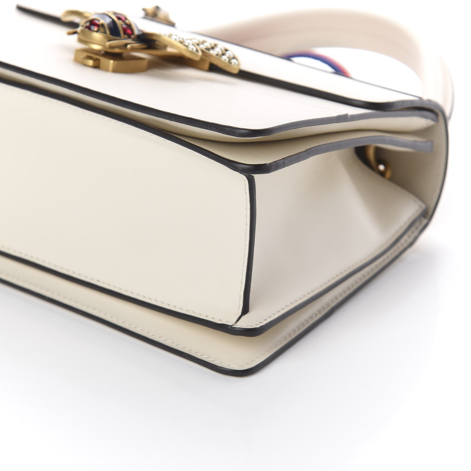 Gucci Calfskin Sylvie Web Small Queen Margaret Top Handle Bag White 8 of 8