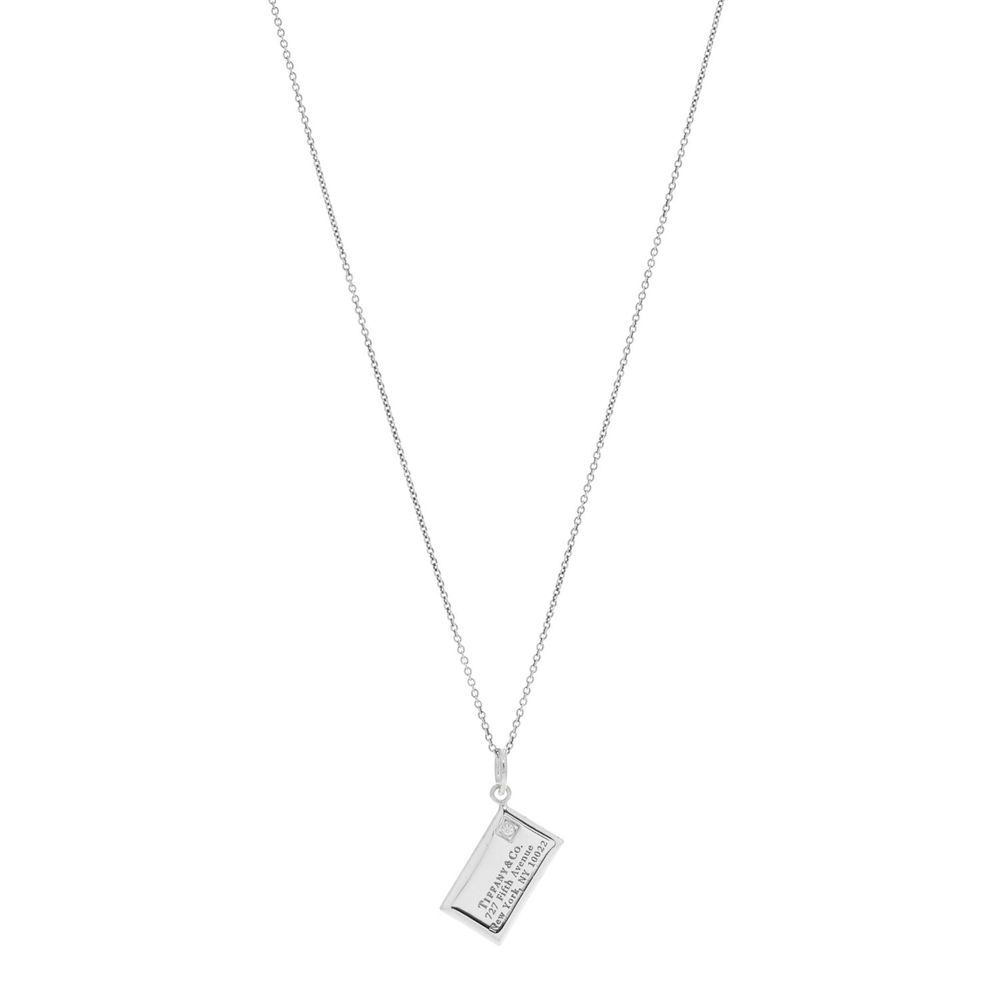 Sterling Silver Diamond Envelope Pendant Necklace