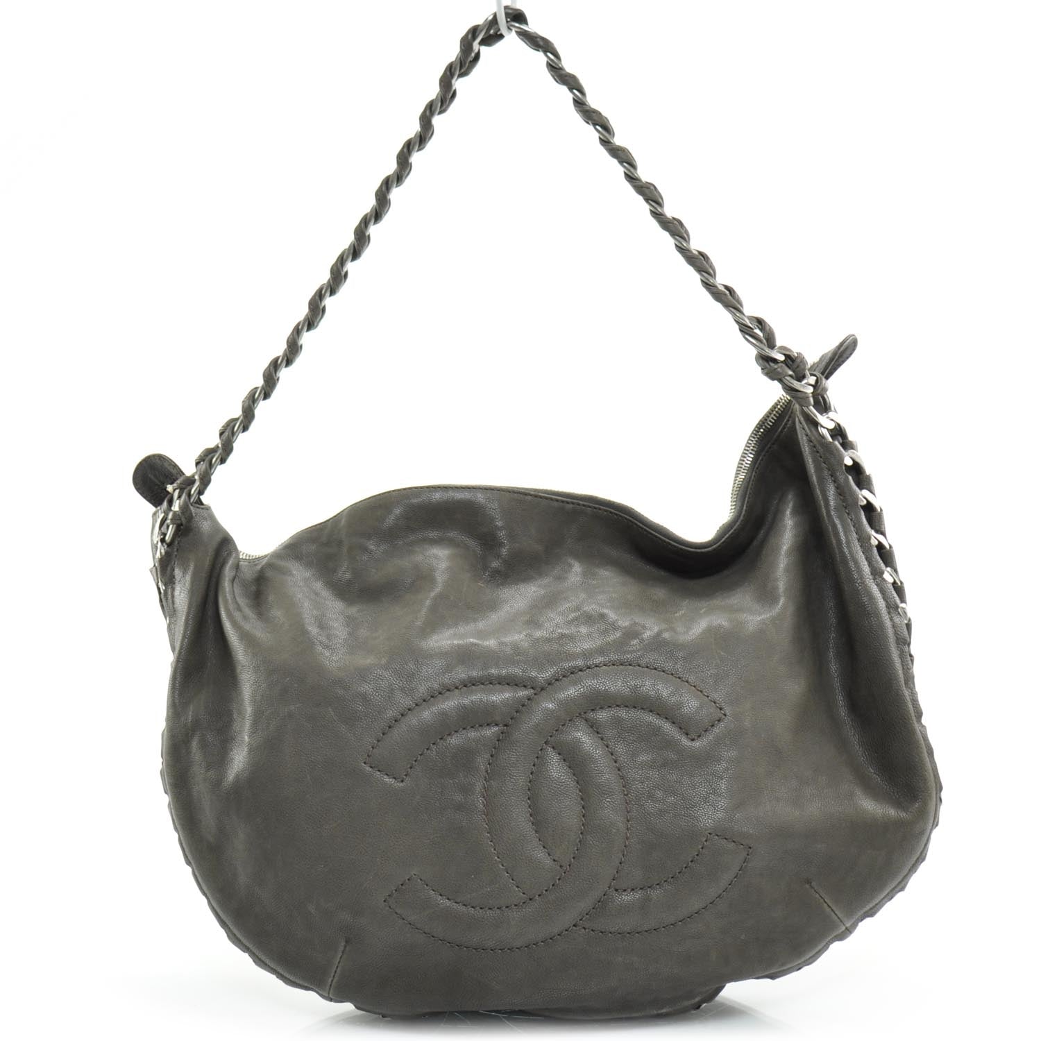 Chanel Leather Modern Chain Hobo Brown 1 of 10