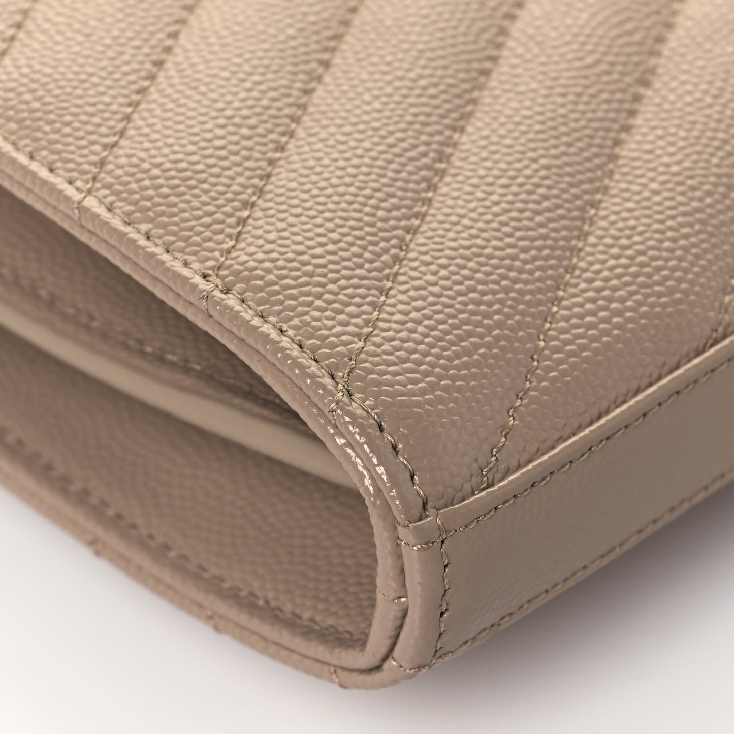 Grain De Poudre Matelasse Chevron Monogram Chain Wallet Deep Beige