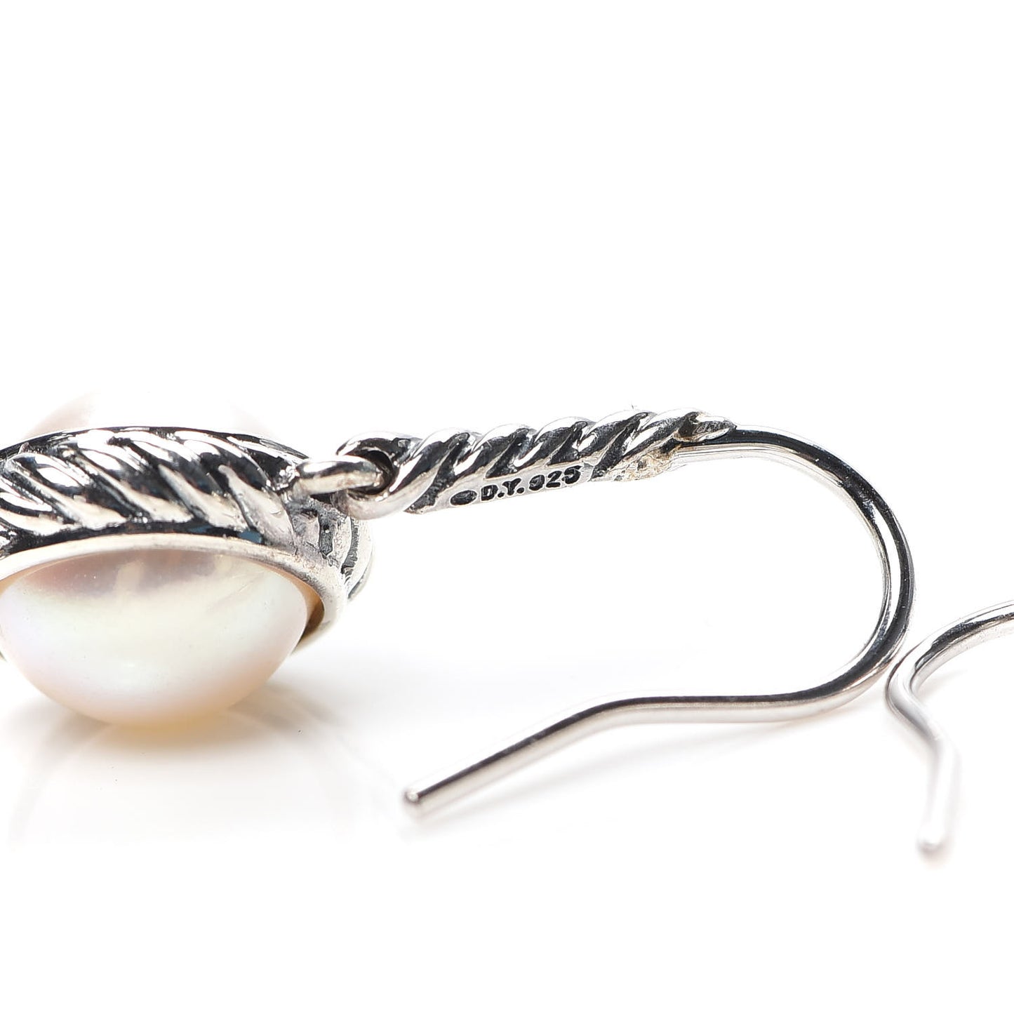 Sterling Silver Pearl 9mm Cable Drop Earrings