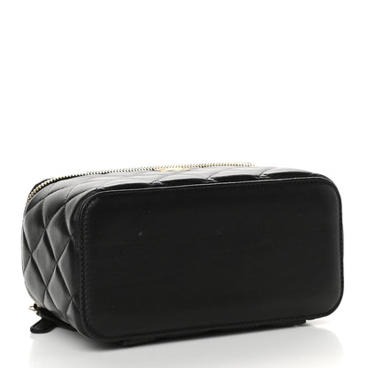 Chanel Lambskin Quilted Small Top Handle Vanity Case With Chain Black 4 of 9