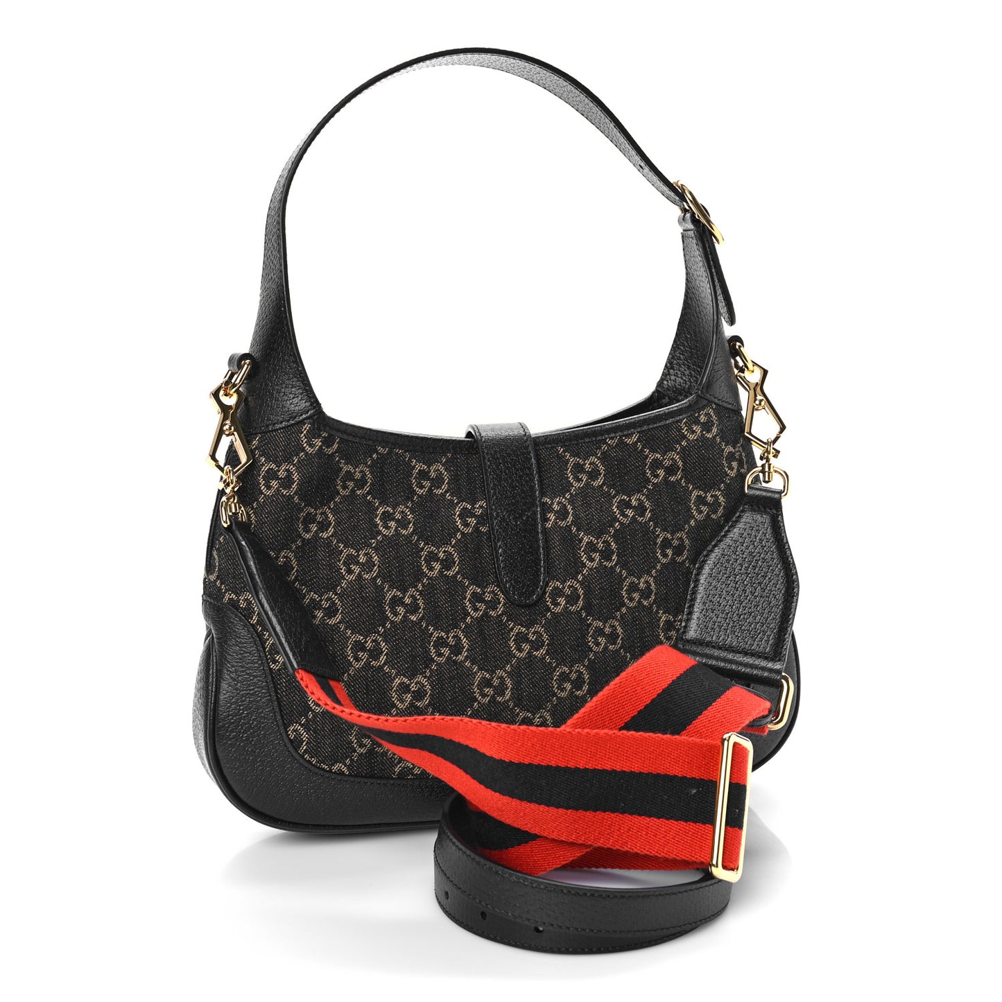 Jacquard Denim GG Monogram Small Jackie 1961 Hobo Black Ivory