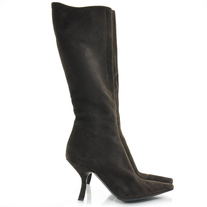 Prada Suede Tall Boots 36.5 Brown 5 of 8