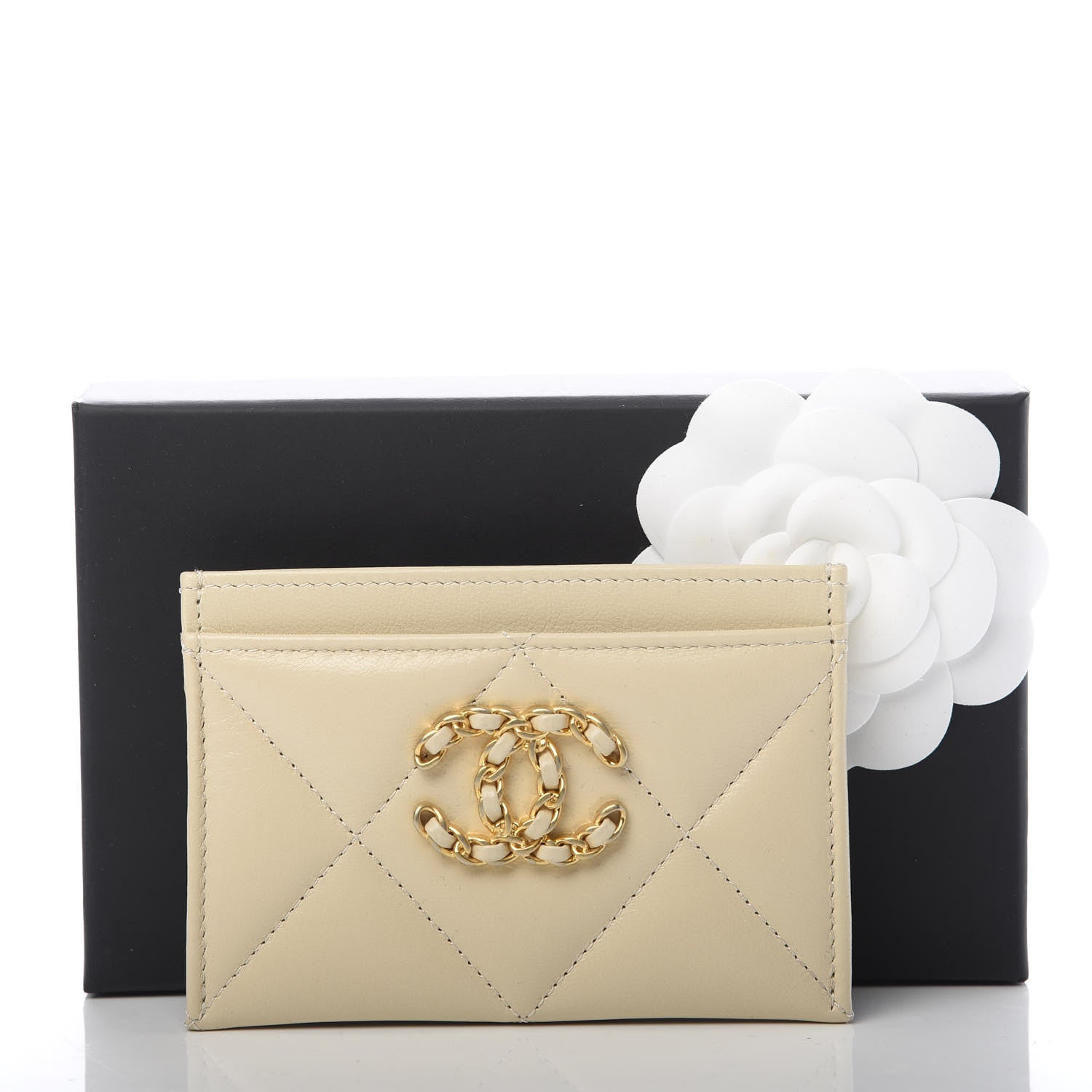 Chanel Goatskin Quilted 19 Card Holder Beige 9 of 9