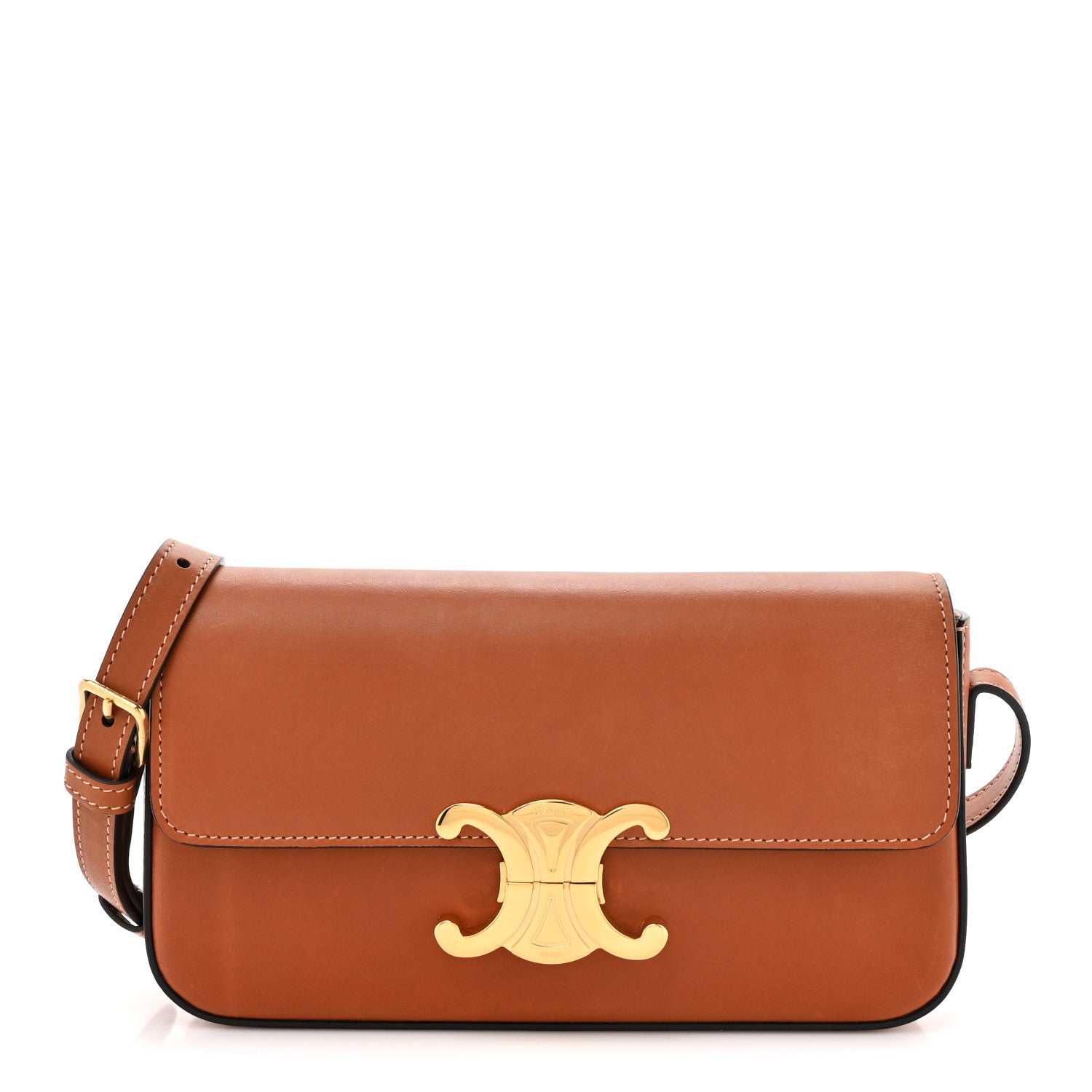 Celine Natural Calfskin Triomphe Shoulder Bag Tan 1 of 13