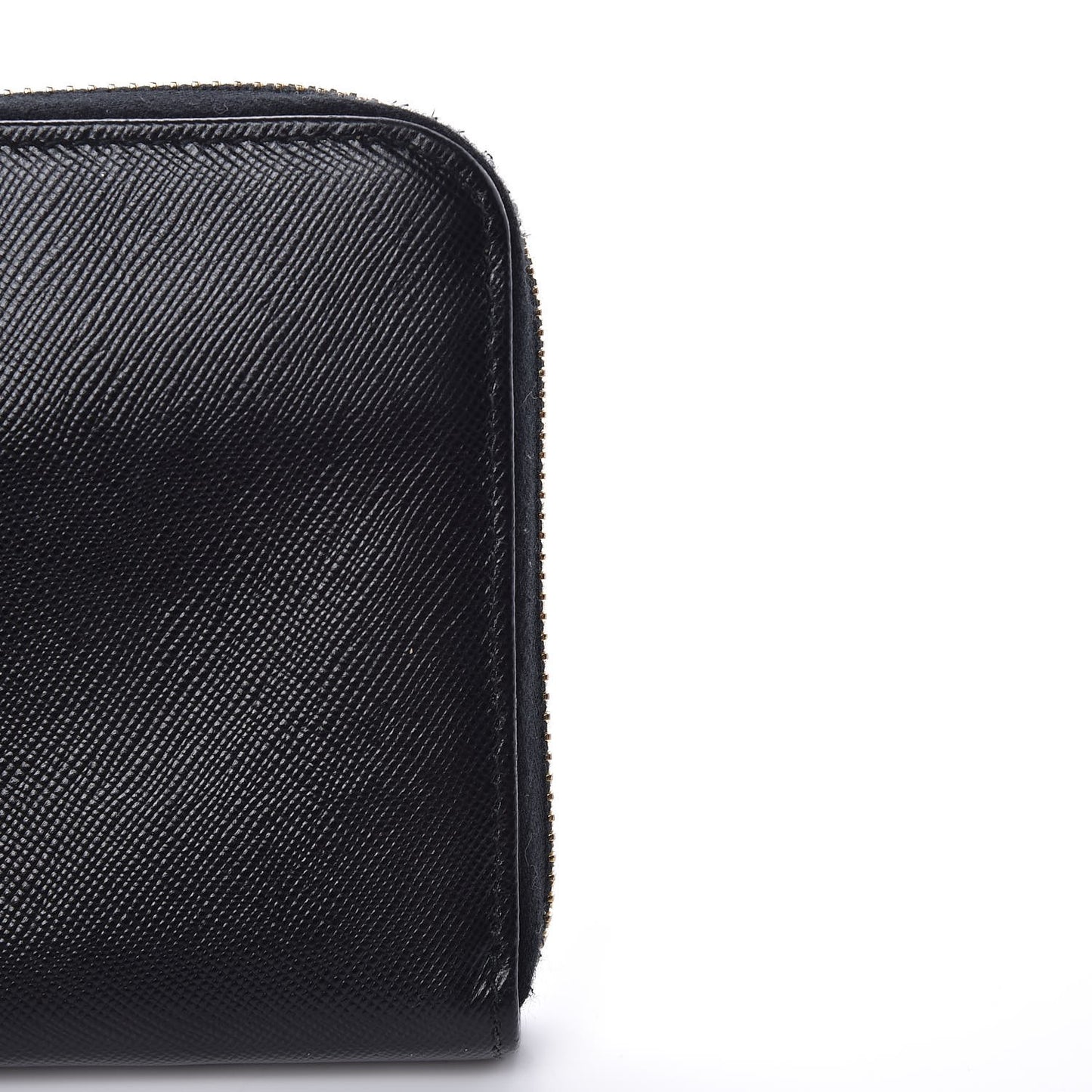 Saffiano Metal Zip Around Wallet Black