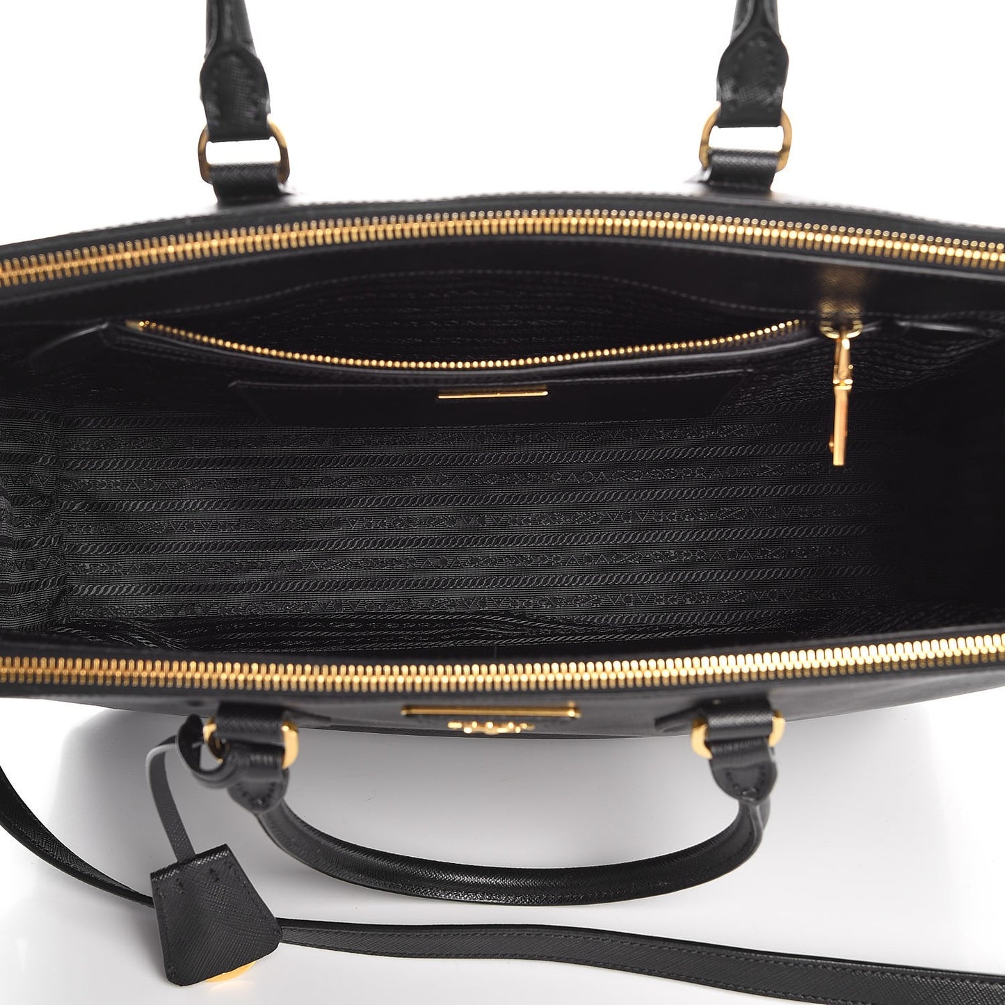 Saffiano Large Galleria Double Zip Tote Black