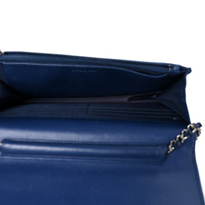 Chanel Lambskin Quilted CC Crossing Wallet On Chain WOC Blue 5 of 23