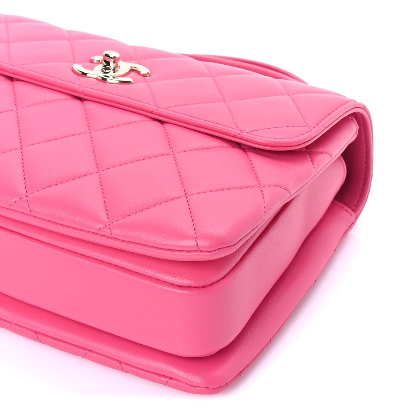 Lambskin Quilted Small Trendy CC Flap Dual Handle Bag  Dark Pink
