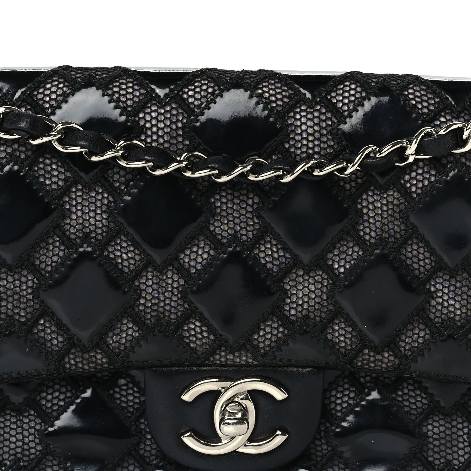 Chanel Vinyl Mesh Quilted Medium Single Flap  Black 7 of 9