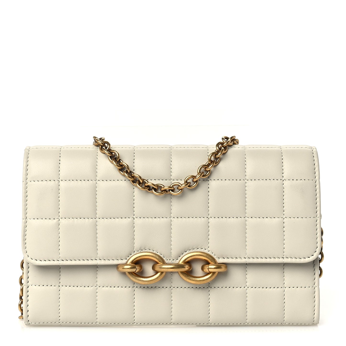 Lambskin Carre Quilted Le Maillon Wallet On Chain Crema Soft