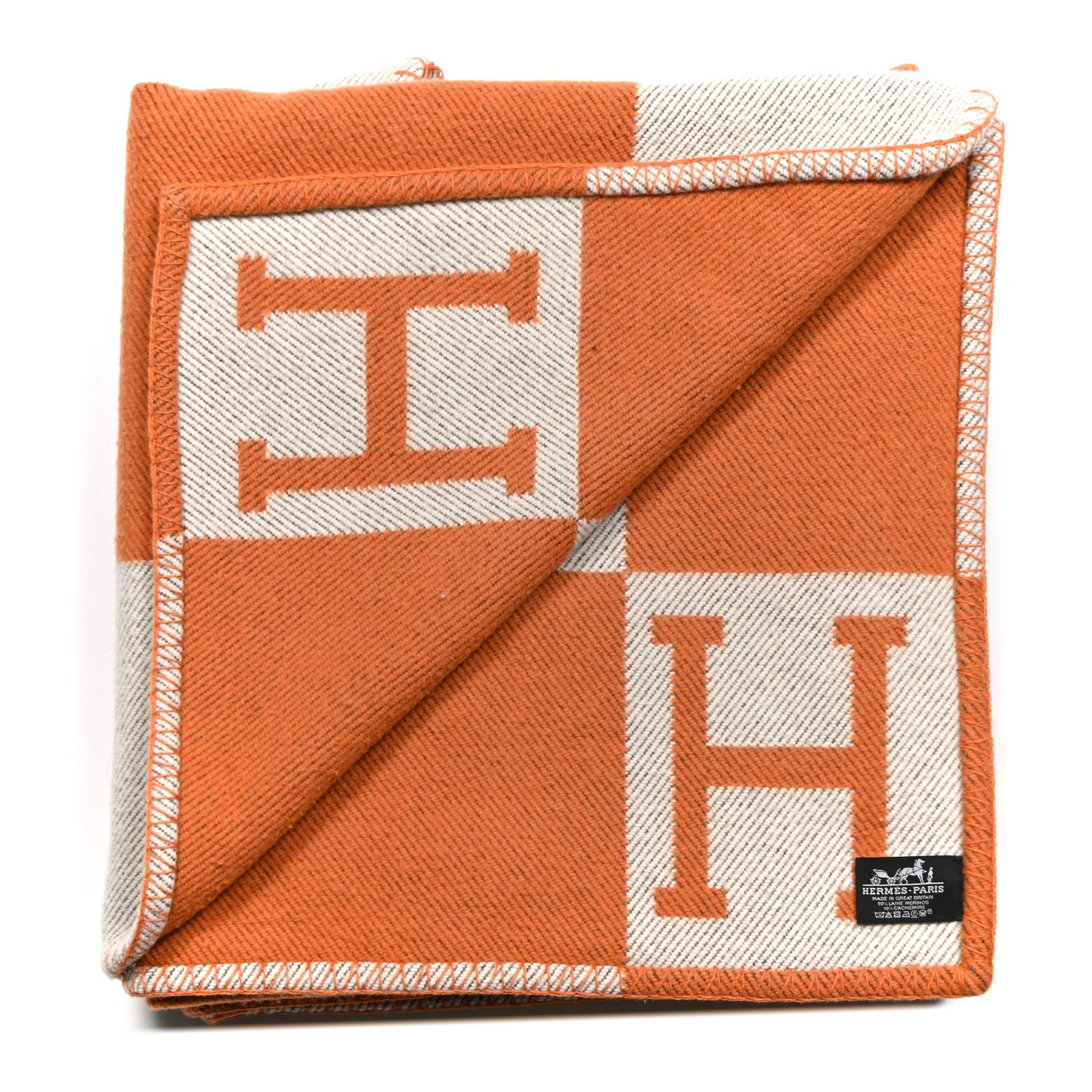 Wool Cashmere Signature Classic Avalon Blanket Ecru Potiron