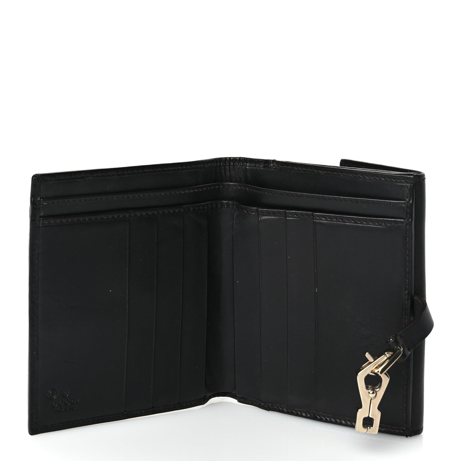 Gucci Monogram Piston Lock Compact Wallet Dark Brown 5 of 8
