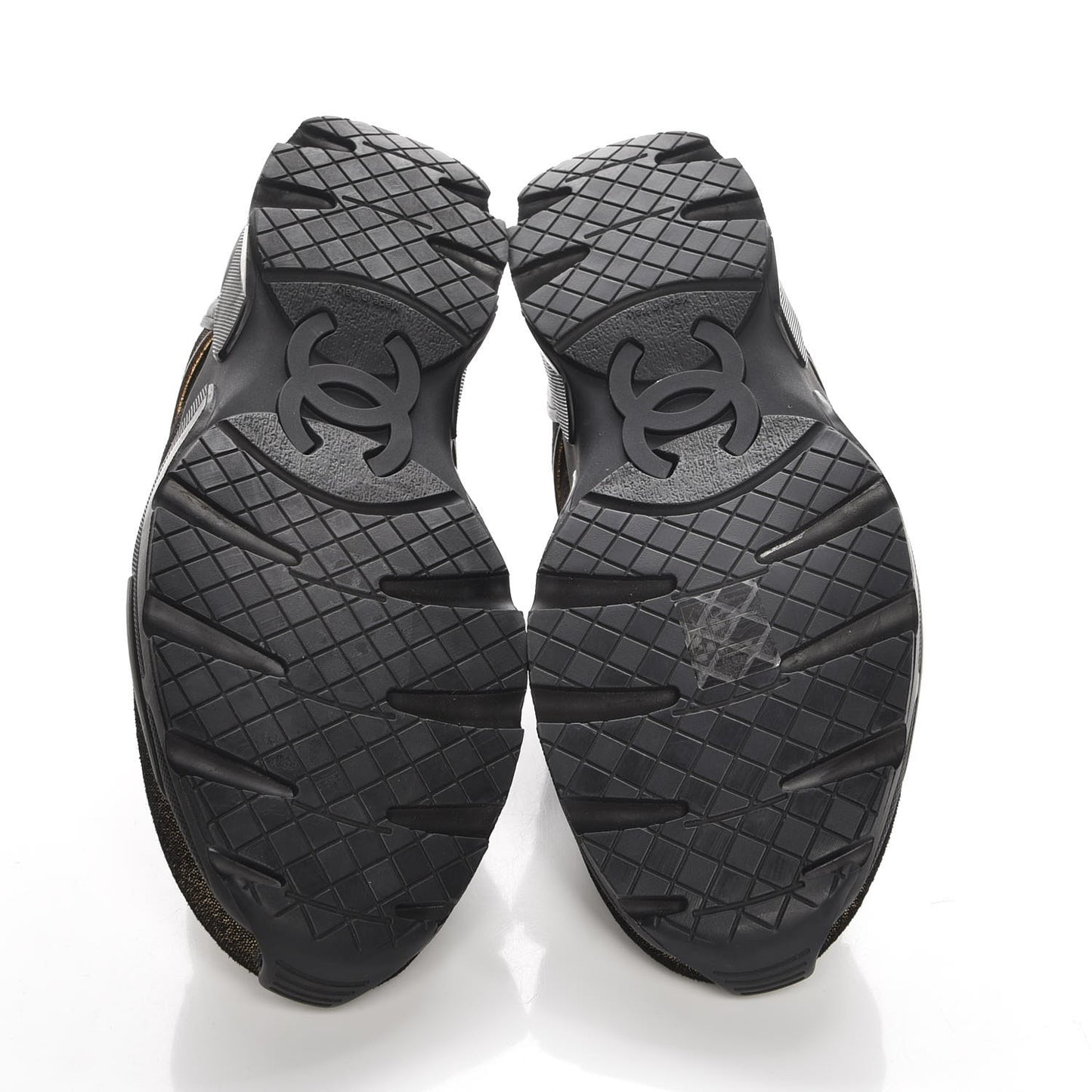 Fabric Calfskin CC Sneakers 36.5 Golden Brown