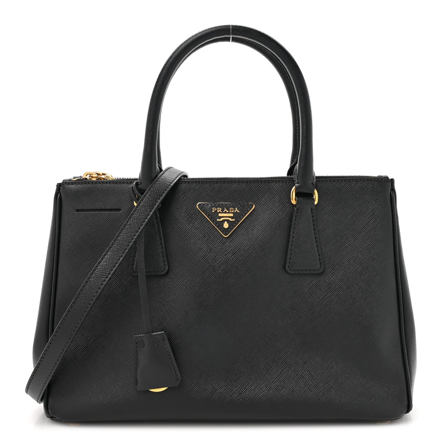 Saffiano Small Galleria Double Zip Tote Black