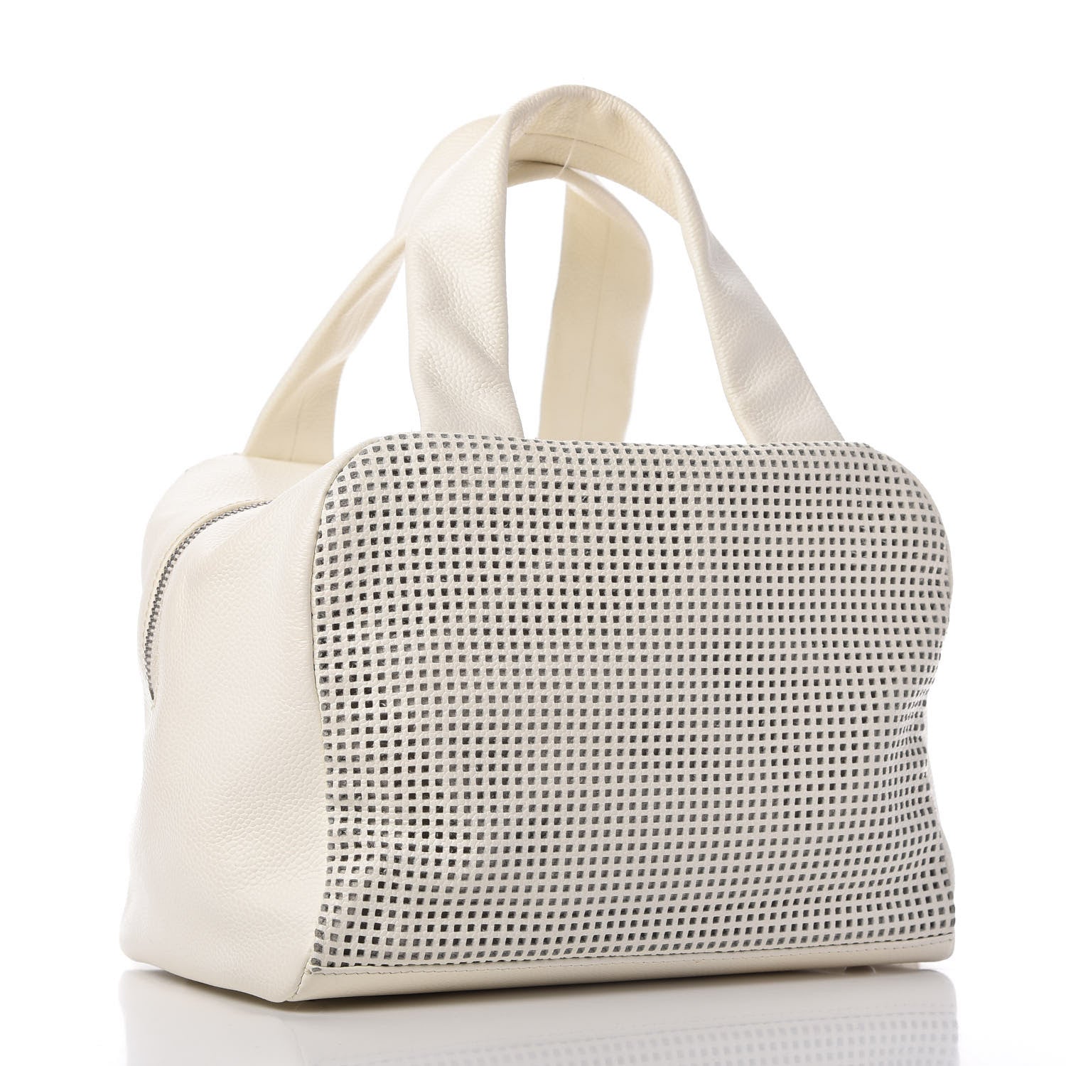 Chanel Caviar Perforated Bowler White 3 of 12