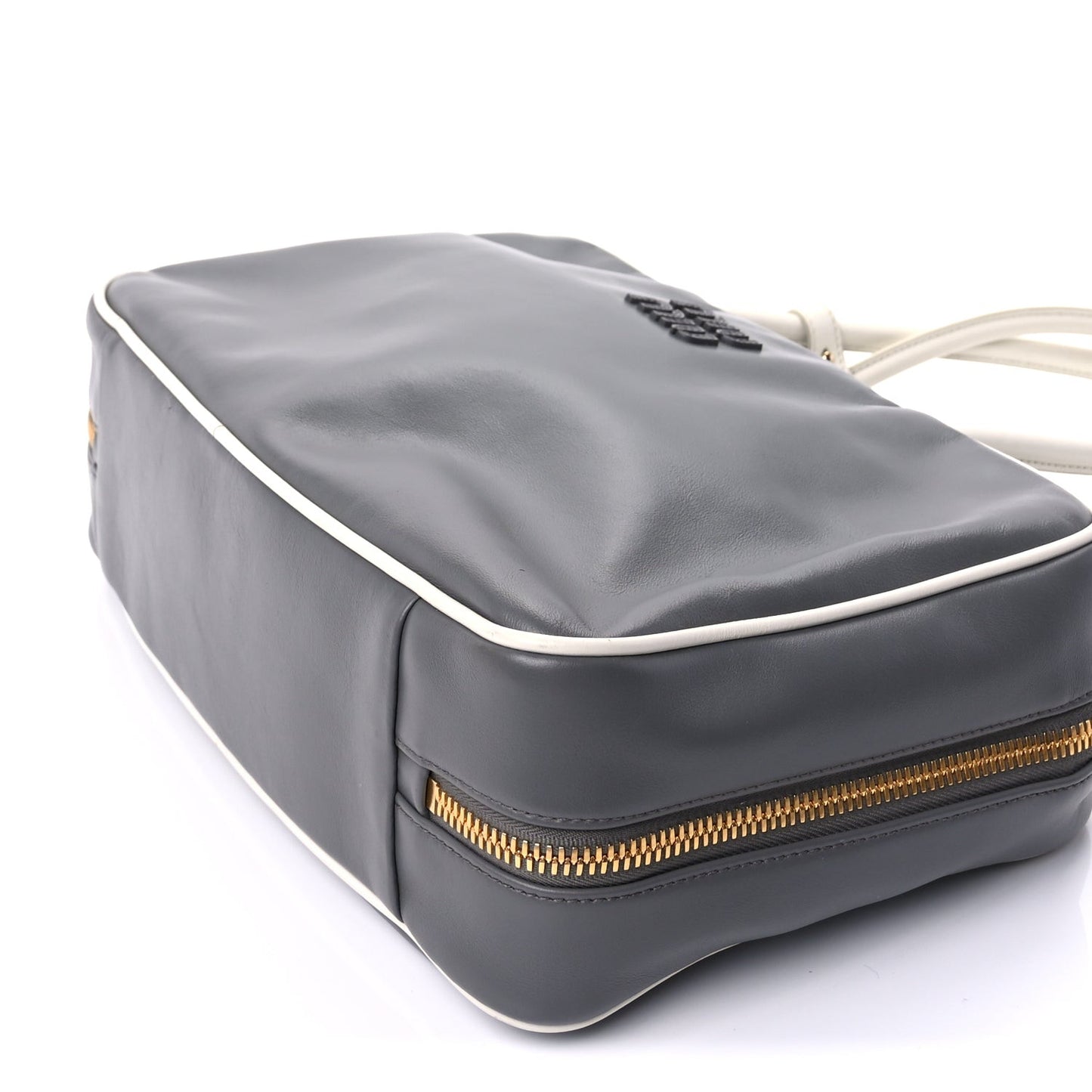 Soft Calf Softy Contrast Large Beau Top Handle Bag Marmo White