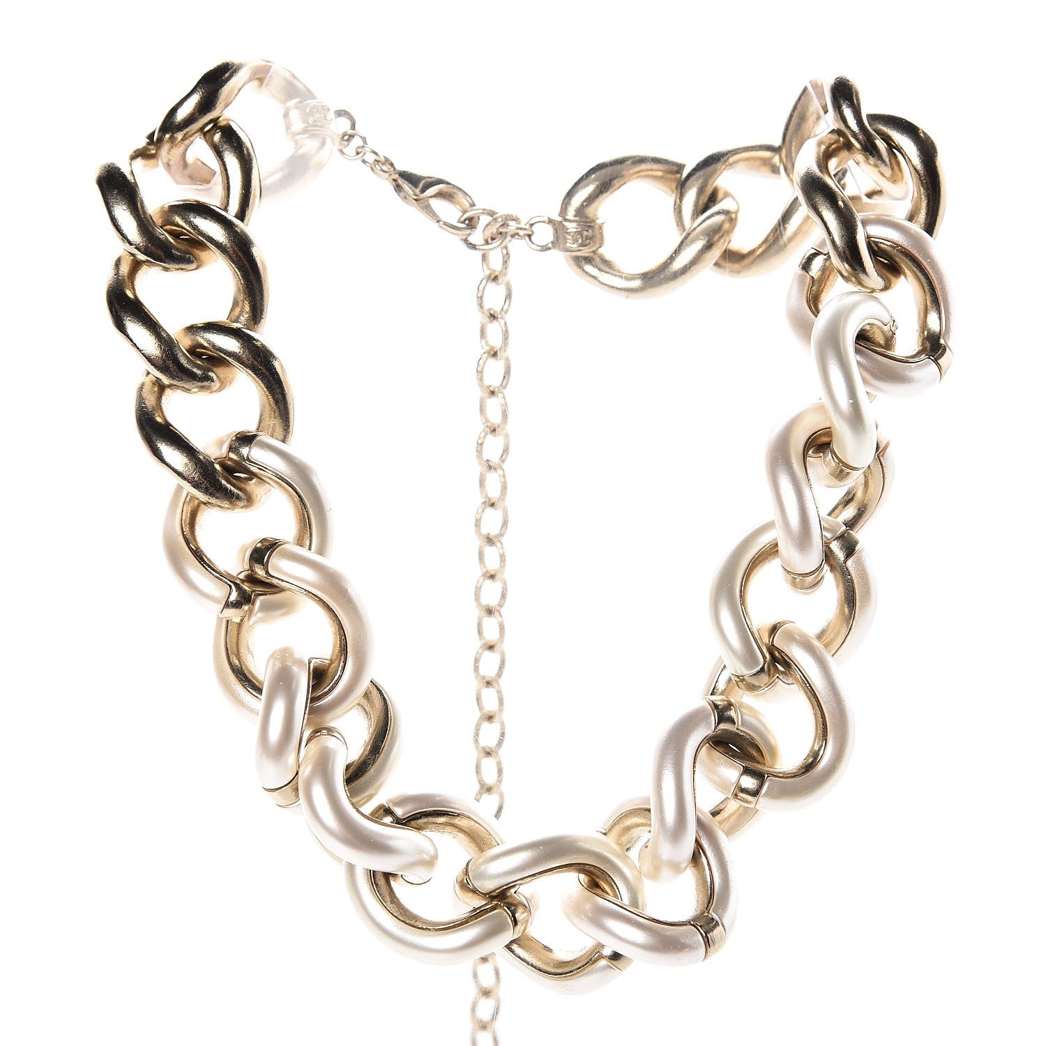 Chanel CC Chain Short Necklace Gold Pearly White 1 of 4