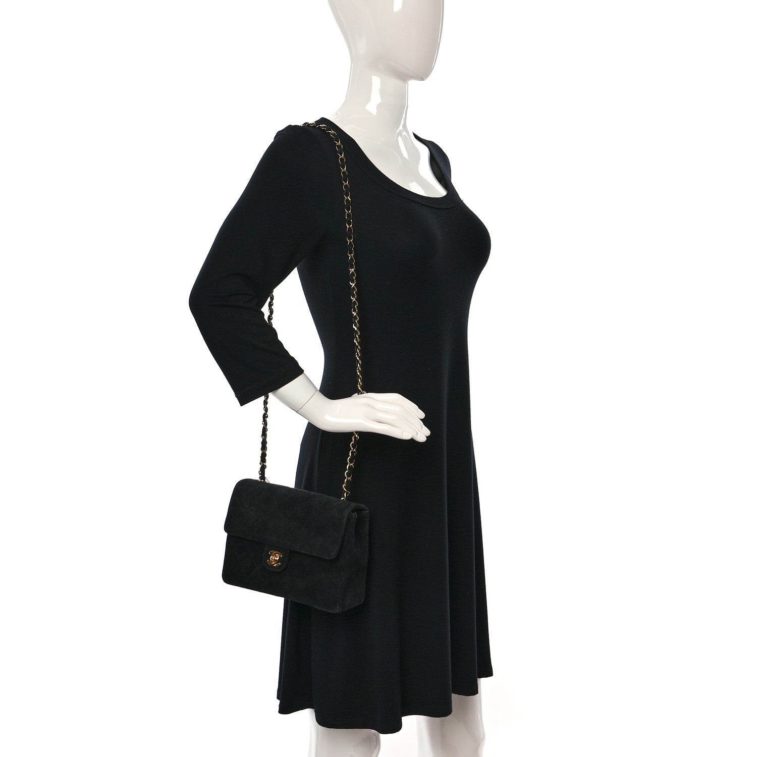 Chanel Suede Quilted Mini Square Flap Black 2 of 10