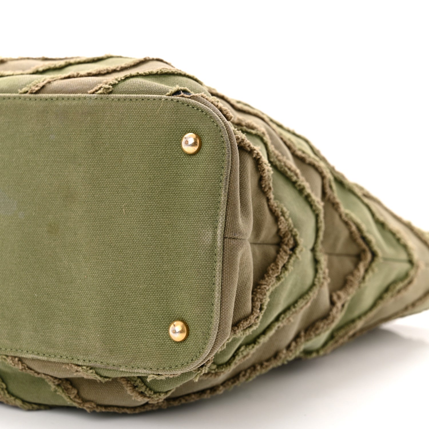 Chanel Canvas Chevron Cuba Patchwork Shopper Tote Khaki 10 of 11