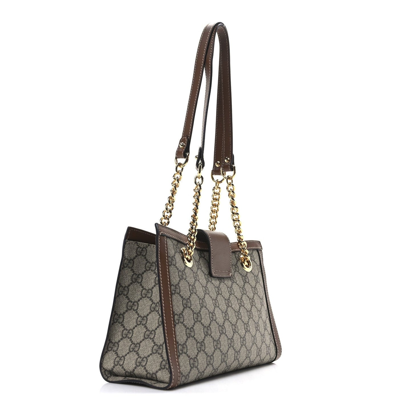 GG Supreme Monogram Calfskin Small Padlock Tote Beige Ebony Tuscany