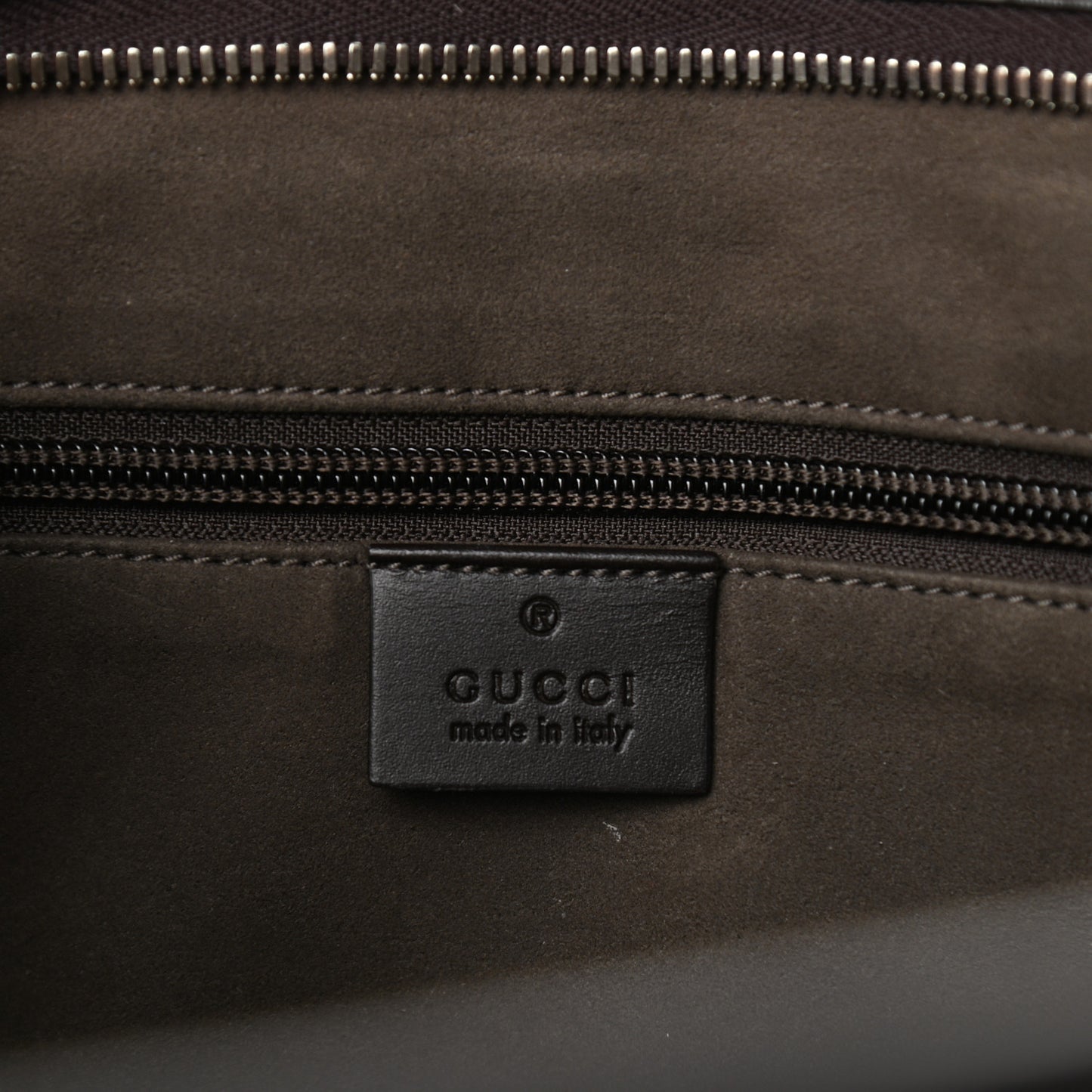 GG Supreme Monogram Medium Zippered Tote Dark Brown