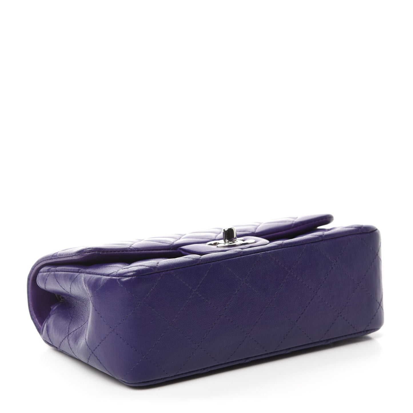 Lambskin Quilted Mini Rectangular Flap Purple