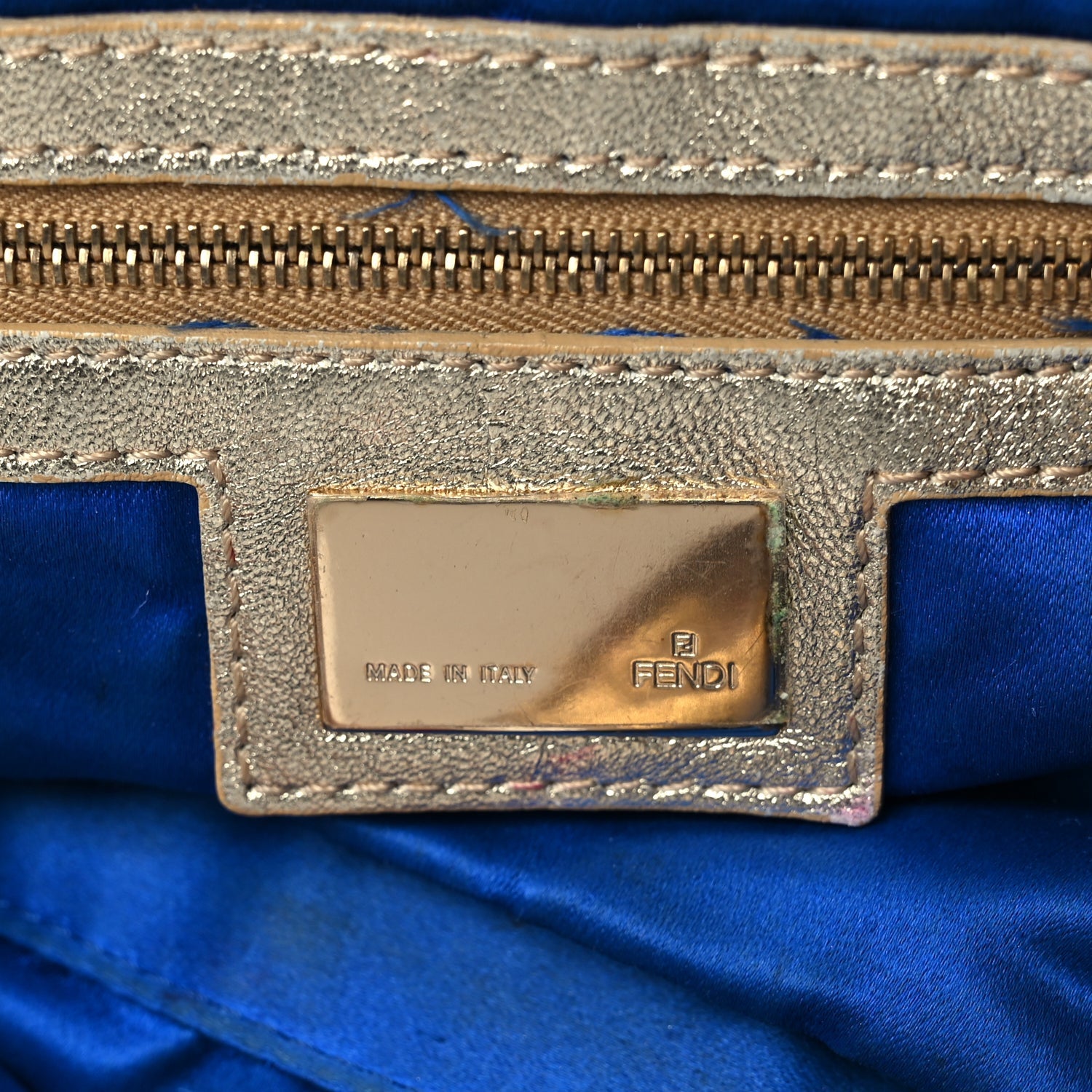 Fendi Metallic Lurex Zucca Baguette Gold Silver 5 of 10