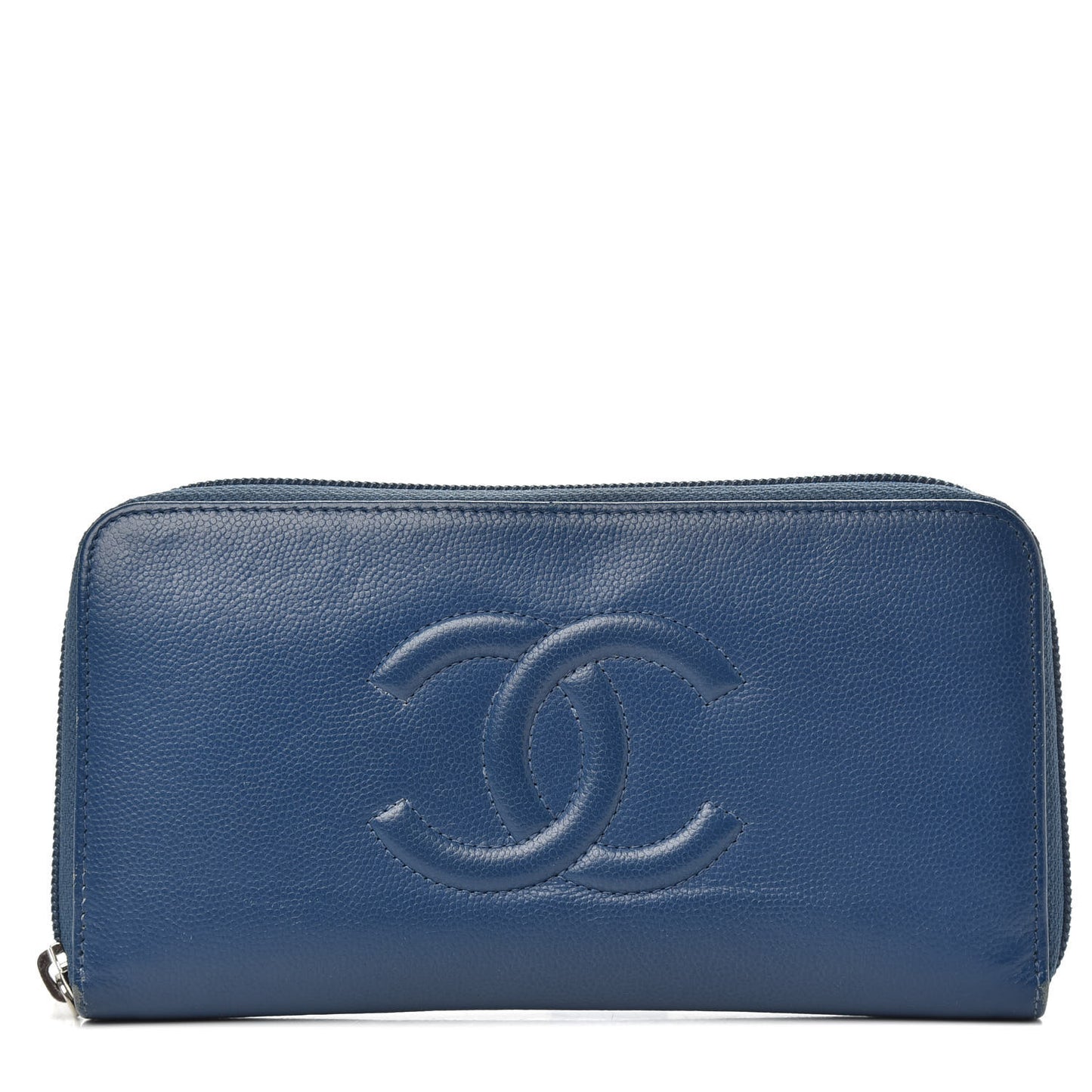 Caviar Large CC Timeless Zip Around Wallet Dark Blue