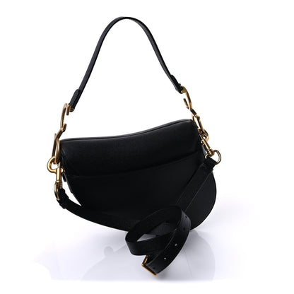 Christian Dior Grained Calfskin Saddle Bag With Strap Black 2 of 8