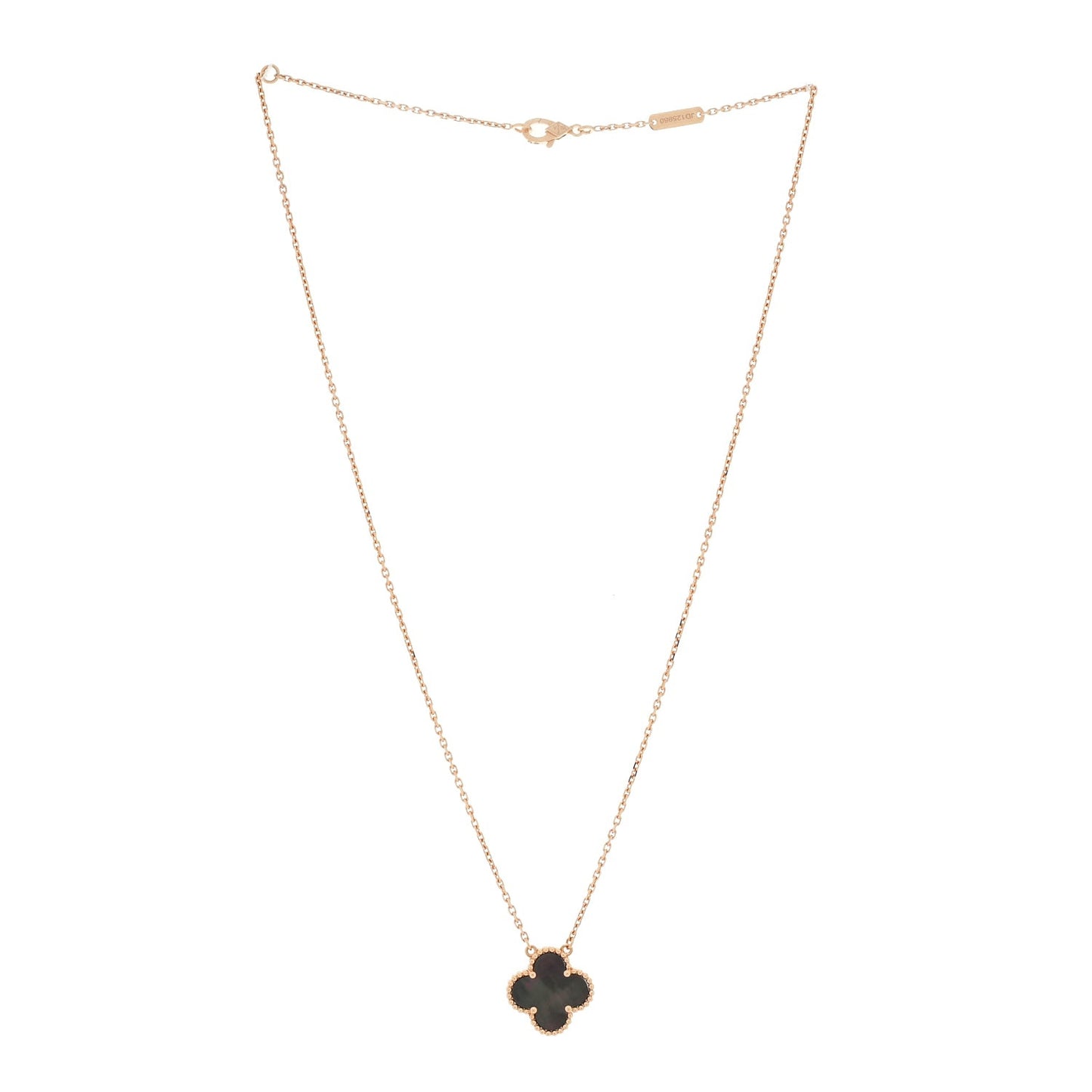 18K Rose Gold Gray Mother of Pearl Vintage Alhambra Pendant Necklace