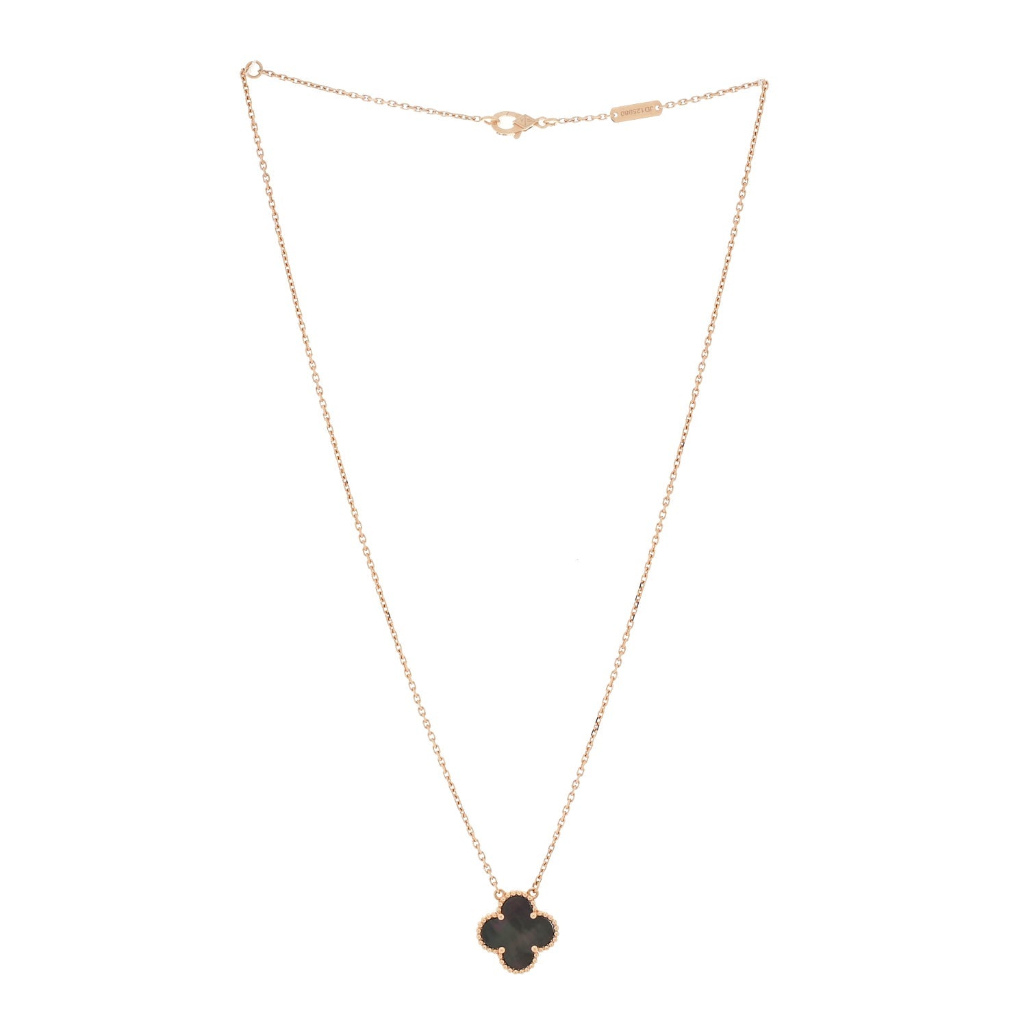 Van Cleef & Arpels 18K Rose Gold Gray Mother of Pearl Vintage Alhambra Pendant Necklace 2 of 6