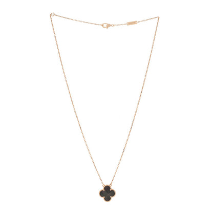 Van Cleef & Arpels 18K Rose Gold Gray Mother of Pearl Vintage Alhambra Pendant Necklace 2 of 6