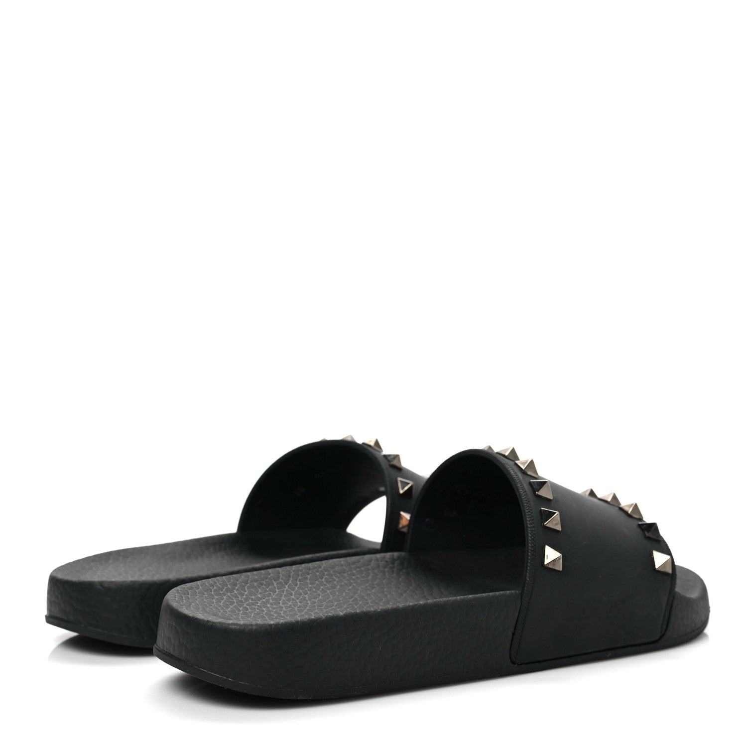 Valentino Garavani Rubber Rockstud Slide Sandals 37 Black 4 of 7