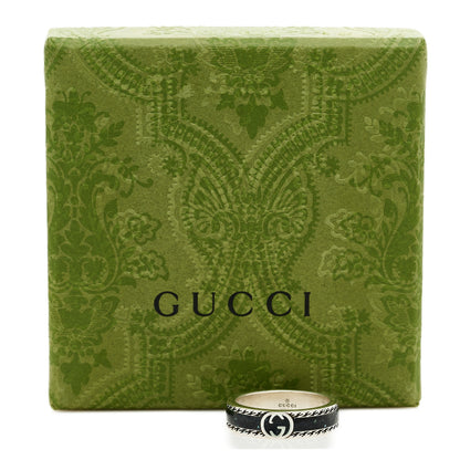Gucci Sterling Silver Enamel Interlocking G Band Ring 65 11 Black 6 of 6