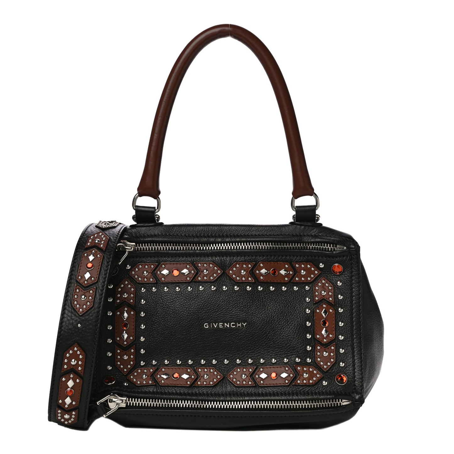 Calfskin Small Studded Pandora Black Brown